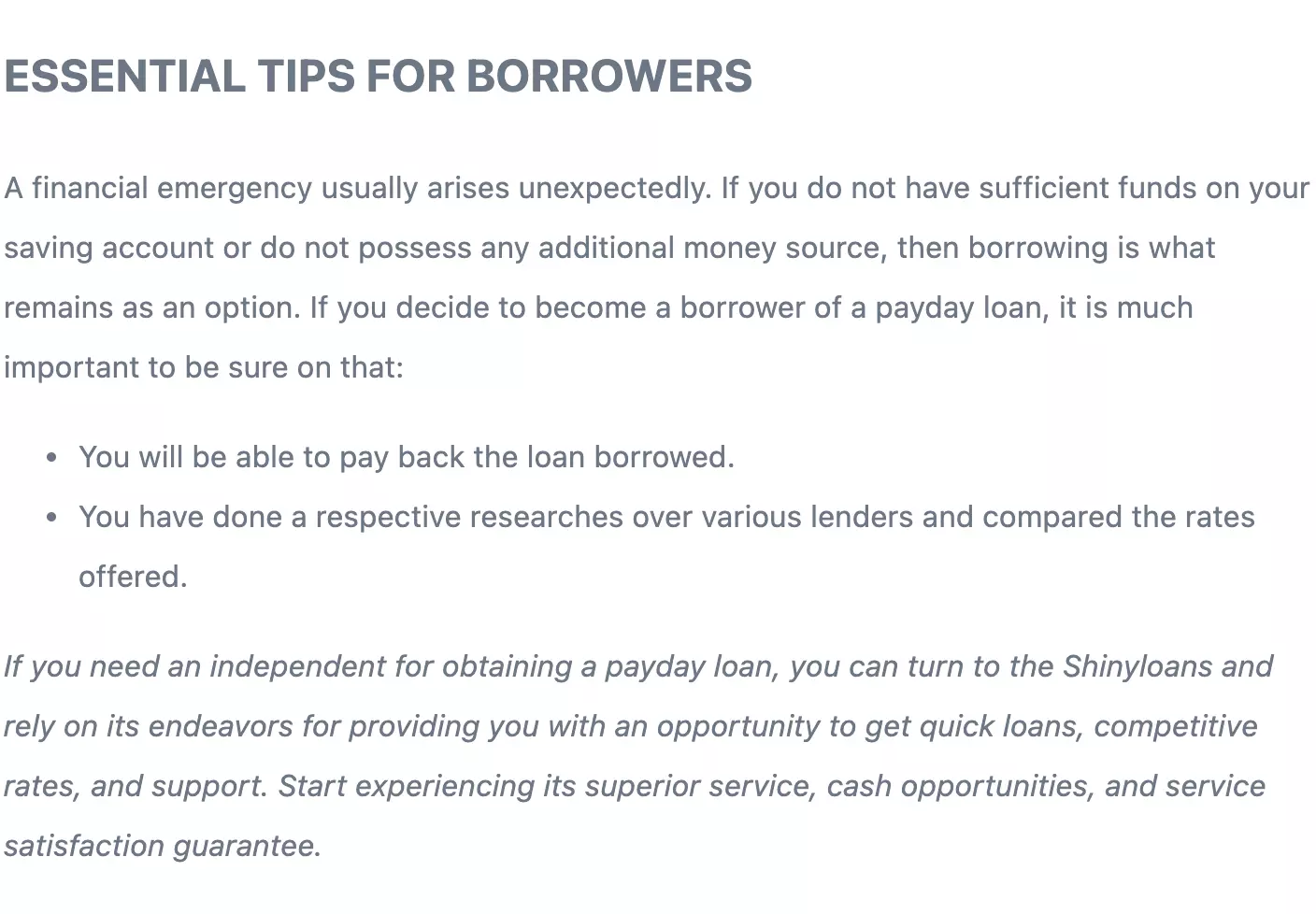 Essential Tips for borrowers